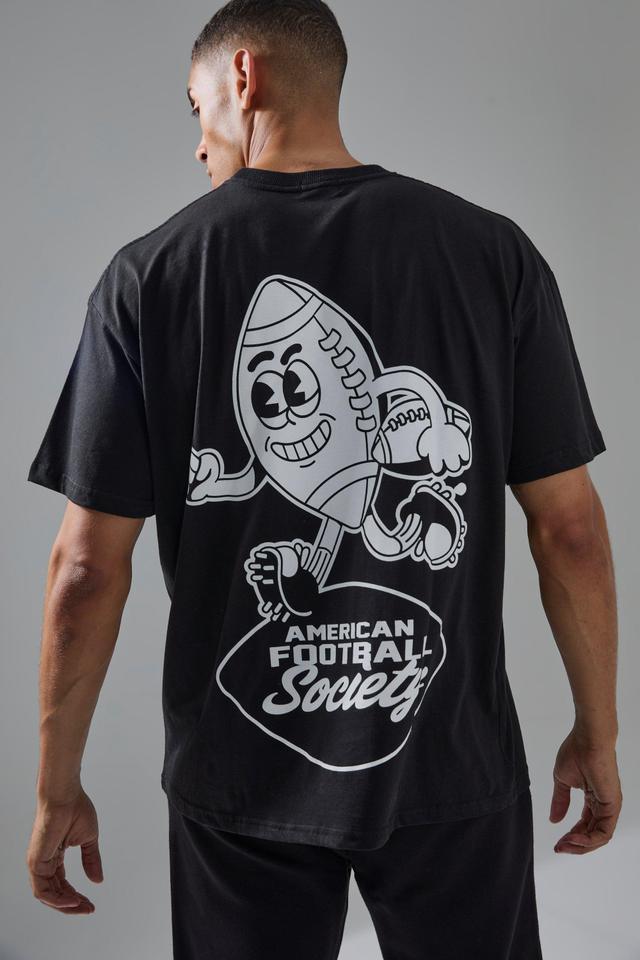 Man Active American Football Society Oversized T-shirt | boohooMAN USA Product Image