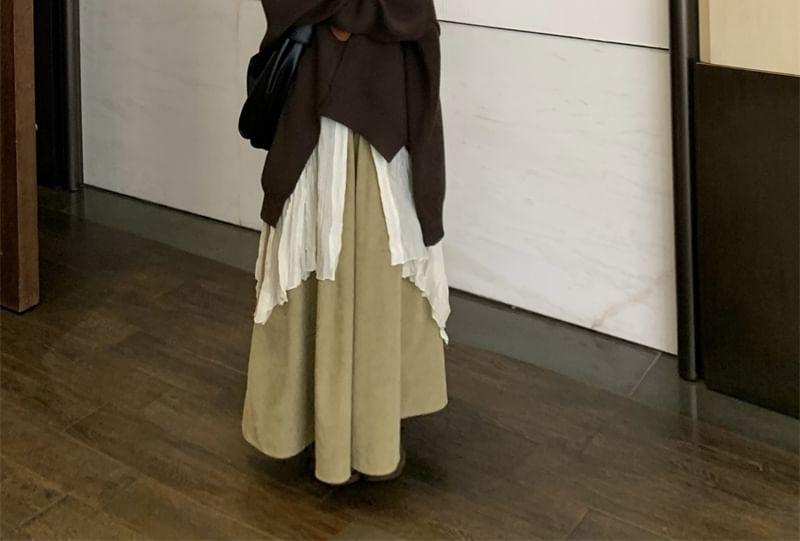 Oversized Asymmetrical Knit Sweater / V-Neck Long Shirt / Culottes Product Image