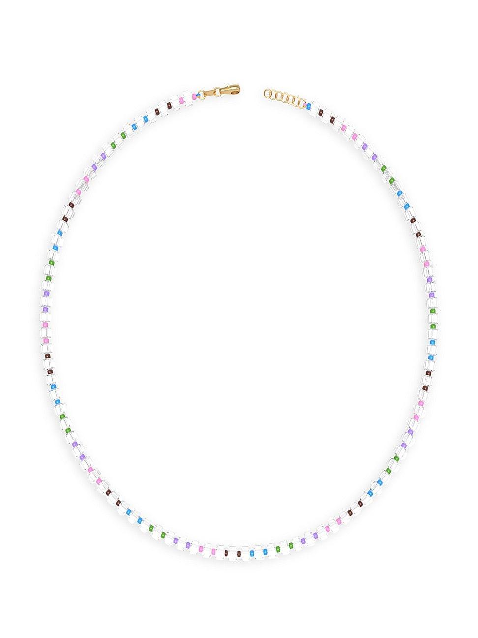 Womens B Color Goldtone Silver, Rock Crystal, & Glass Long Beaded Necklace Product Image