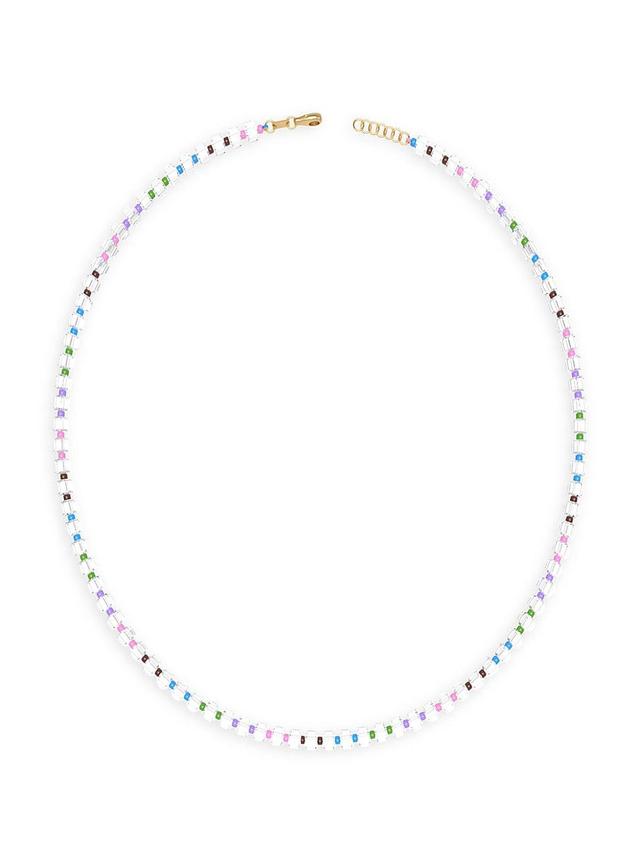 Womens B Color Goldtone Silver, Rock Crystal, & Glass Long Beaded Necklace Product Image