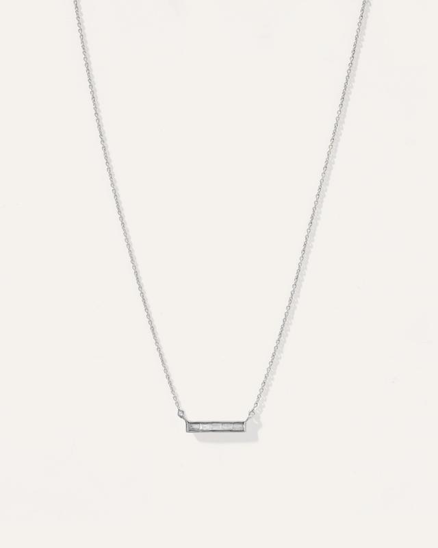 14K Gold Diamond Baguette Bar Necklace Product Image