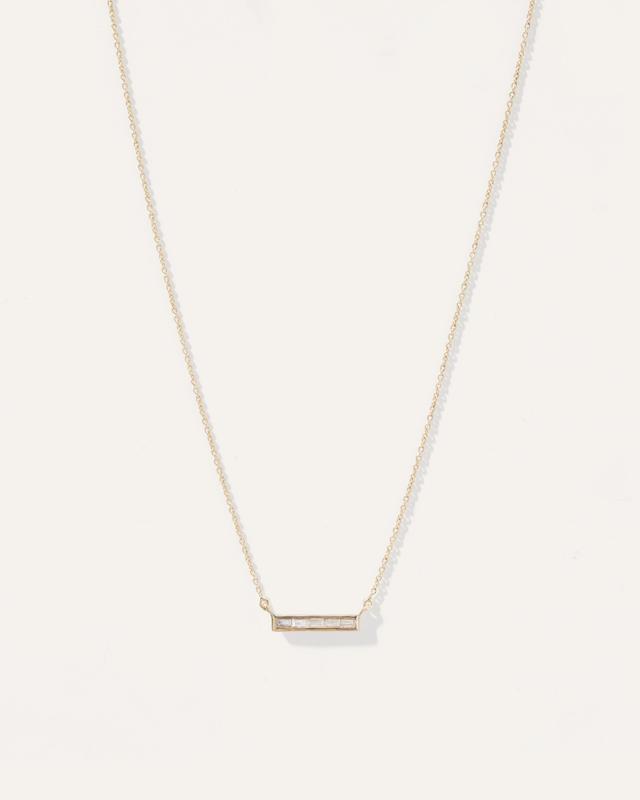 14K Gold Diamond Baguette Bar Necklace Product Image