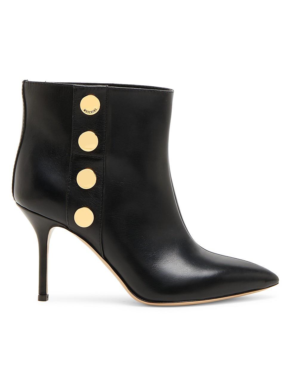 Womens 80MM Snap-Button Leather Ankle Boots product image