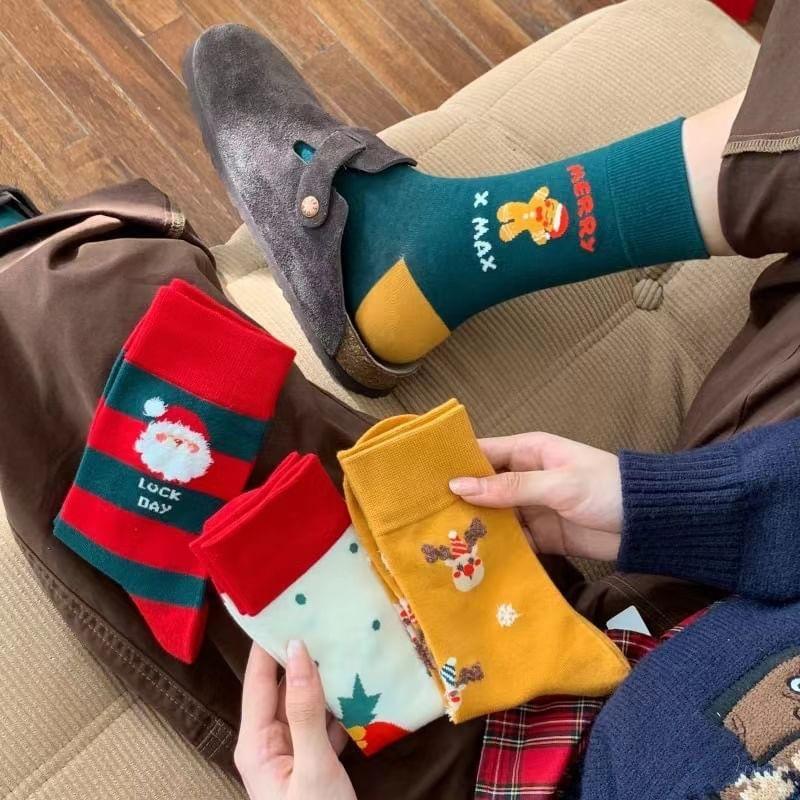 Christmas Cartoon Print Socks Product Image