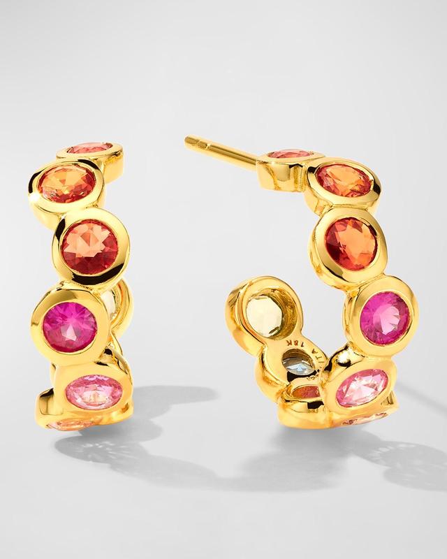 18K Starlet Huggie Earrings with Rainbow Sapphires Product Image