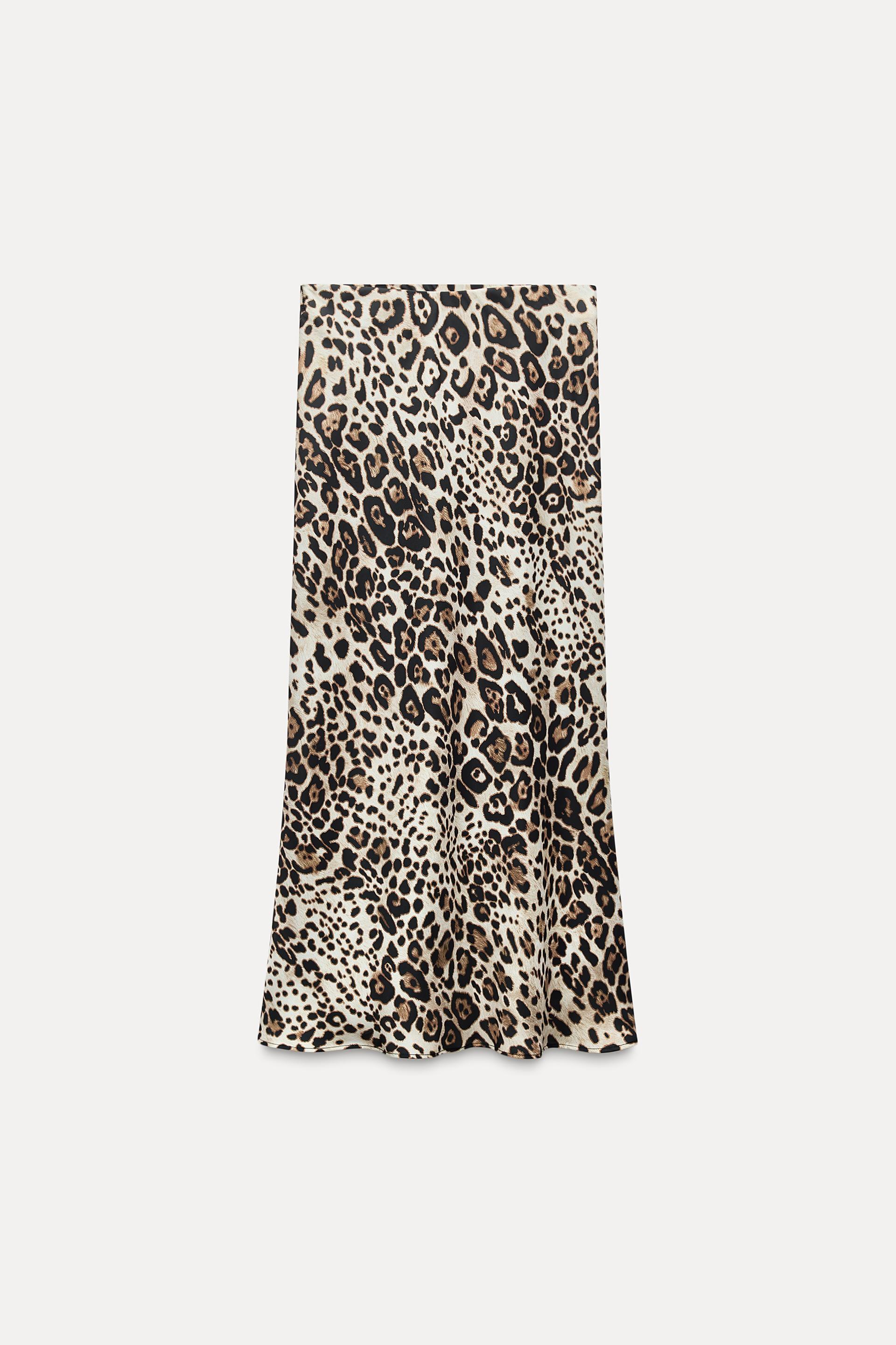 ANIMAL PRINT SATIN EFFECT MIDI SKIRT Product Image