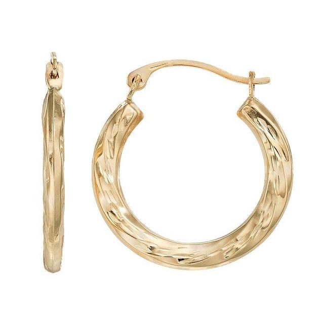 Forever 14K Textured Hoop Earrings, Womens, Gold Product Image