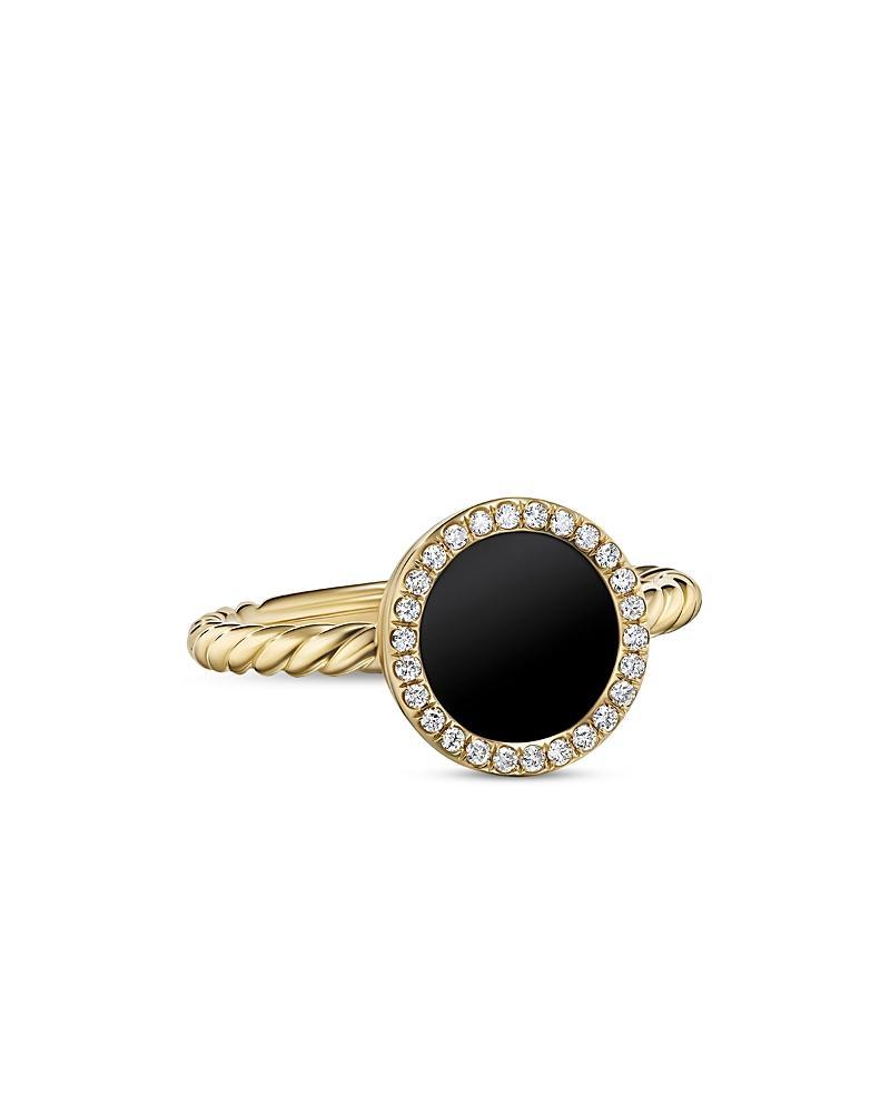 David Yurman Petite Dy Elements Ring in 18K Yellow Gold with Black Onyx & Pave Diamonds Product Image