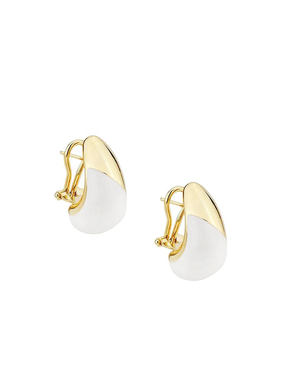 Womens 14K Yellow Gold & Enamel Teardrop Earrings Product Image