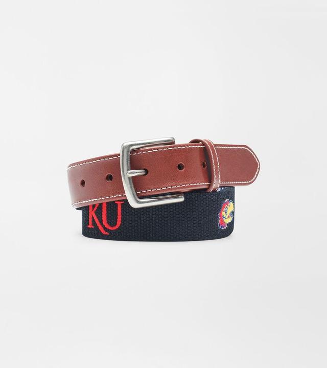 Peter Millar Mens University of Kansas Belt | Color: Black | Size: 36 | KU Product Image