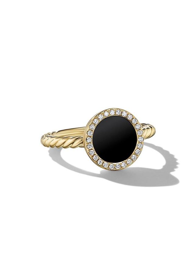 David Yurman Petite Dy Elements Ring in 18K Yellow Gold with Black Onyx & Pave Diamonds Product Image