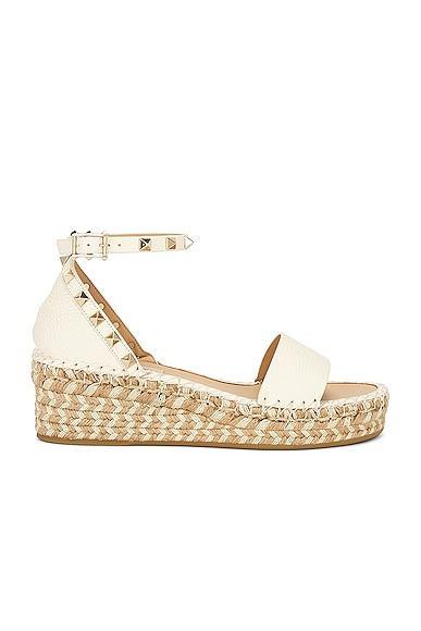 Valentino Garavani Rockstud Espadrille Sandal Ivory. (also in 36, 37, 39, 40, 41). Product Image