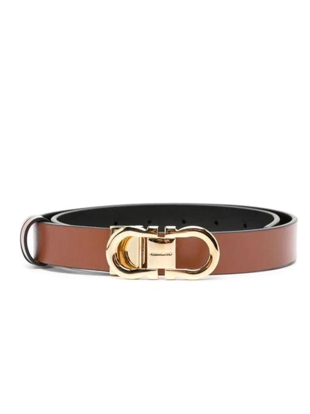 Brown Gancini Leather Belt Product Image