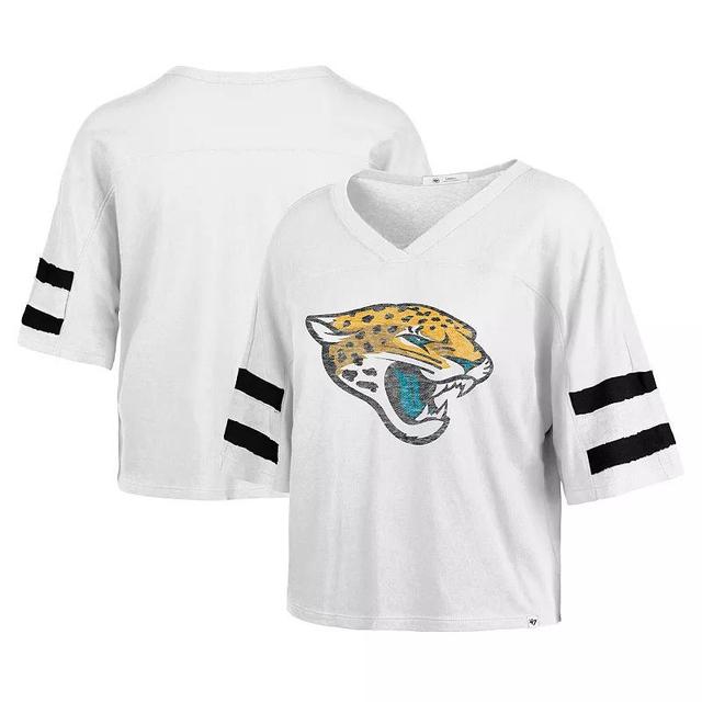 Womens 47 Jacksonville Jaguars Double Header Scout Cropped V-Neck T-Shirt Product Image