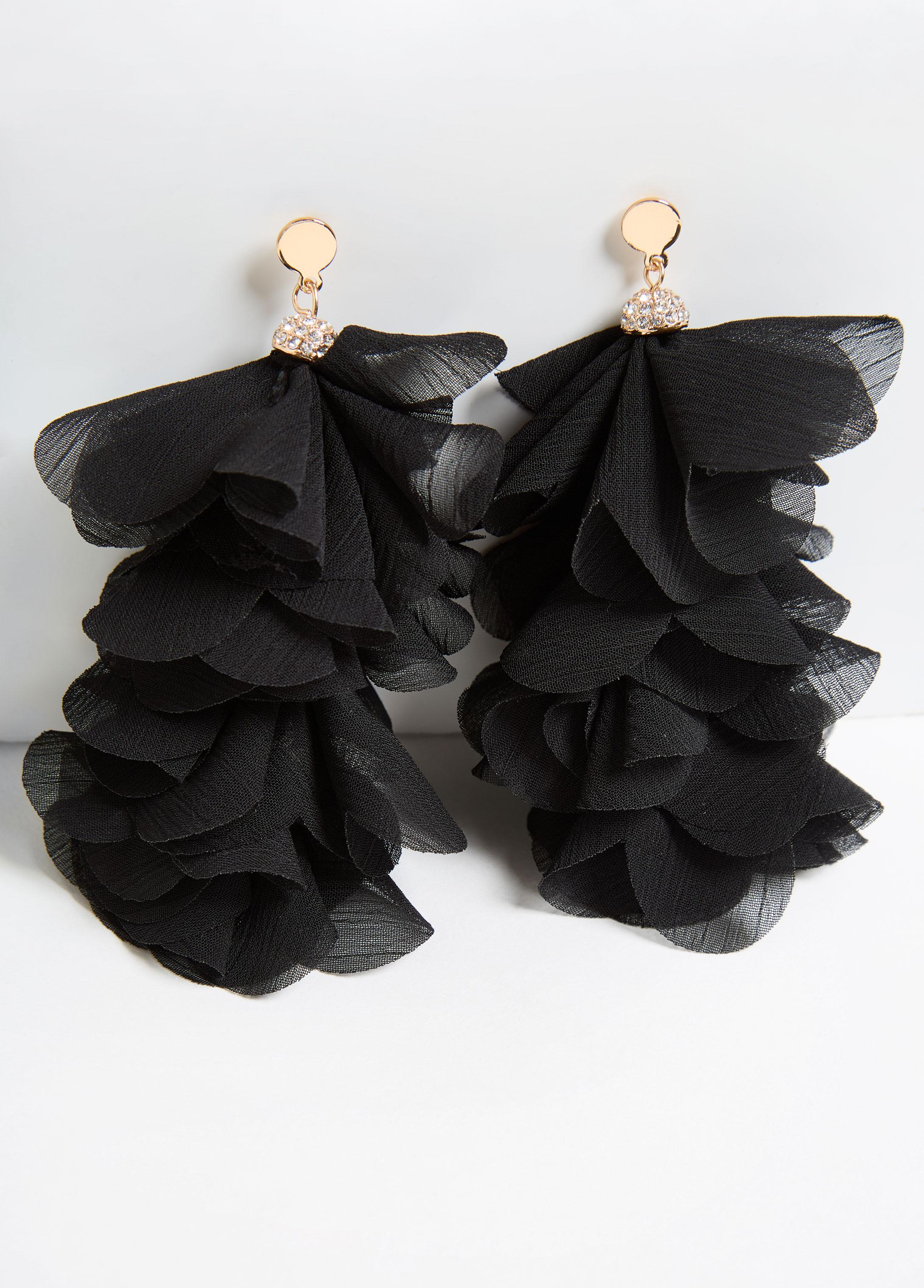 Plus Size Crystal And Chiffon Earrings Ashley Stewart Product Image