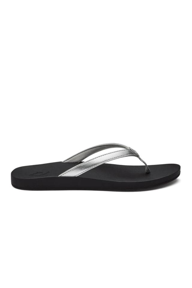 Women's Olukai Puawe Sandals in Silver/Black Product Image