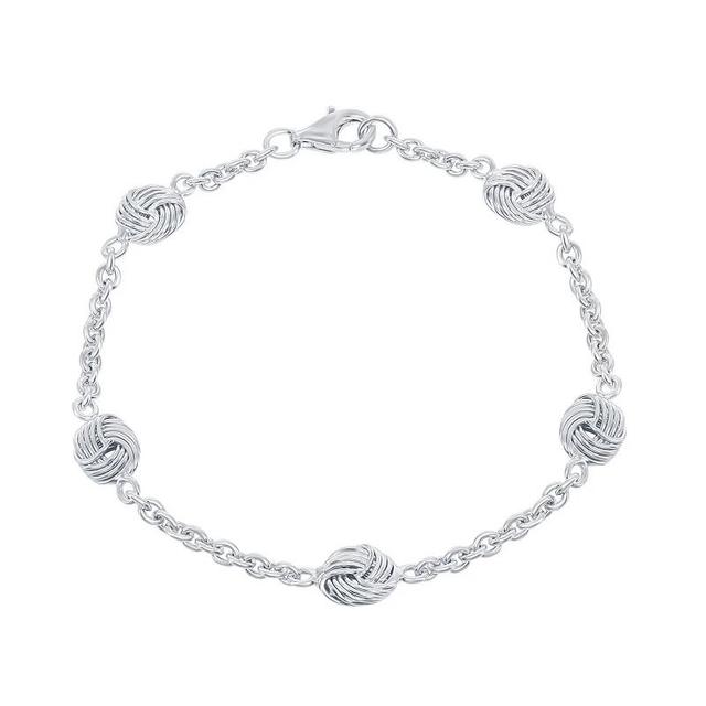 Sterling Silver Love Knot Bracelet, Womens White Product Image