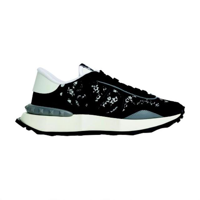 Lacerunner Lace And Leather Trainers In Nero Product Image