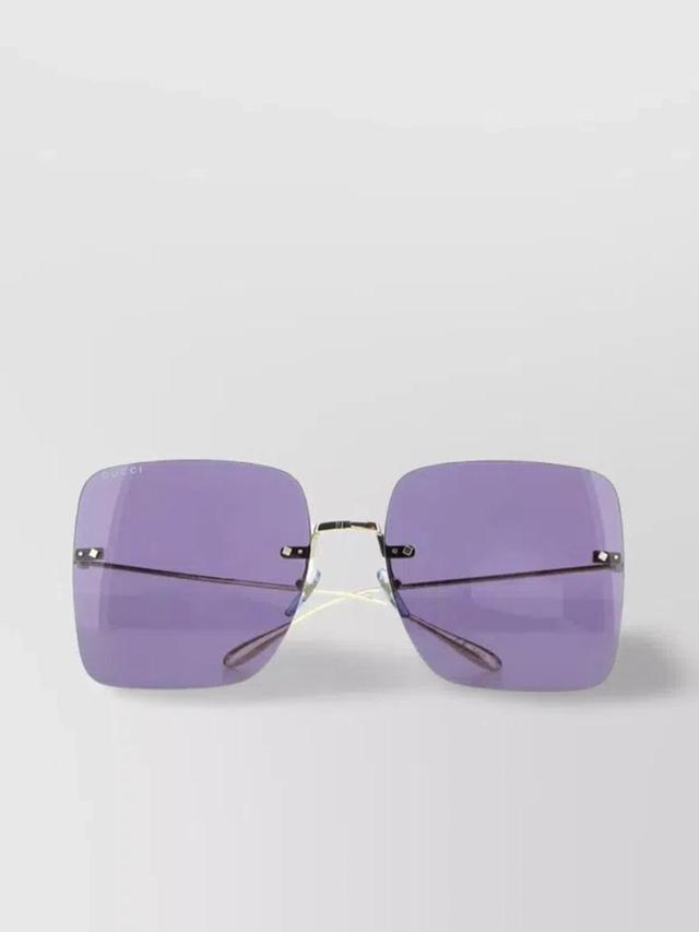 Square Metal Frame Sunglasses In Purple Product Image