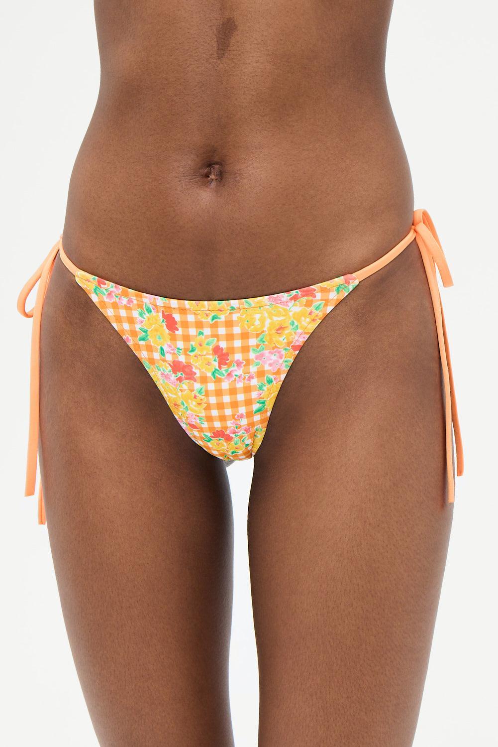 Divine Floral Skimpy Bikini Bottom - Marigold Gingham Product Image