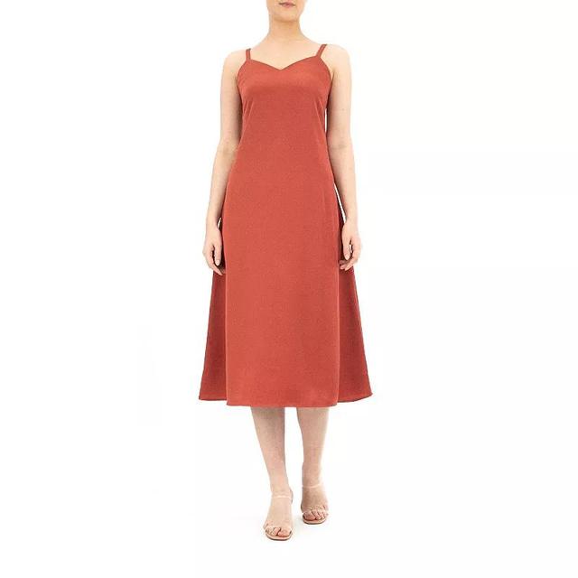 Womens Nina Leonard Crepe Midi Slip Dress Product Image