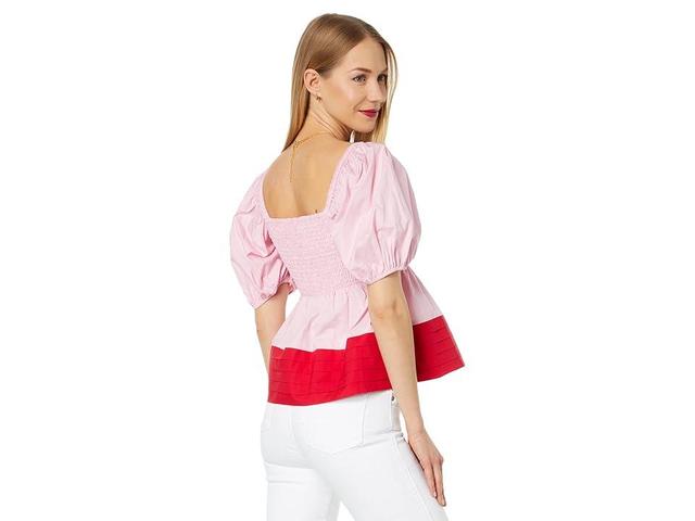 English Factory Color-Block Smocked Top Red) Women's Clothing Product Image