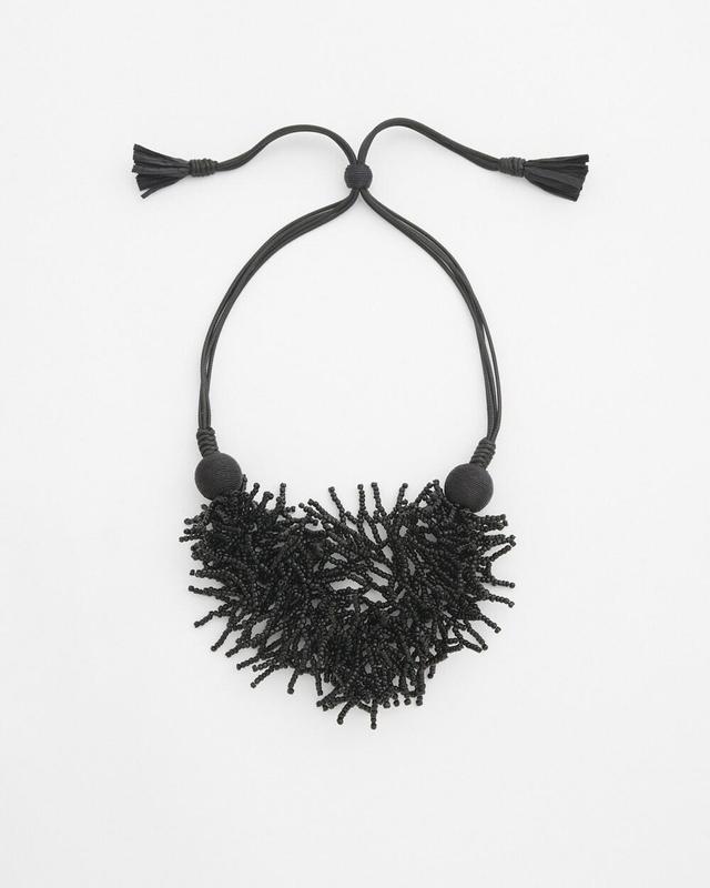 Adjustable Seed Bead Bib Necklace   Chico's - Black - Women Product Image