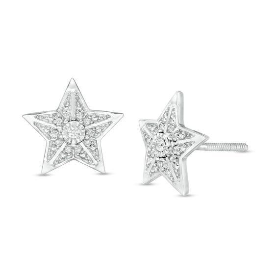 Men's 1/20 CT. T.w. Diamond Star Stud Earrings in Sterling Silver Product Image