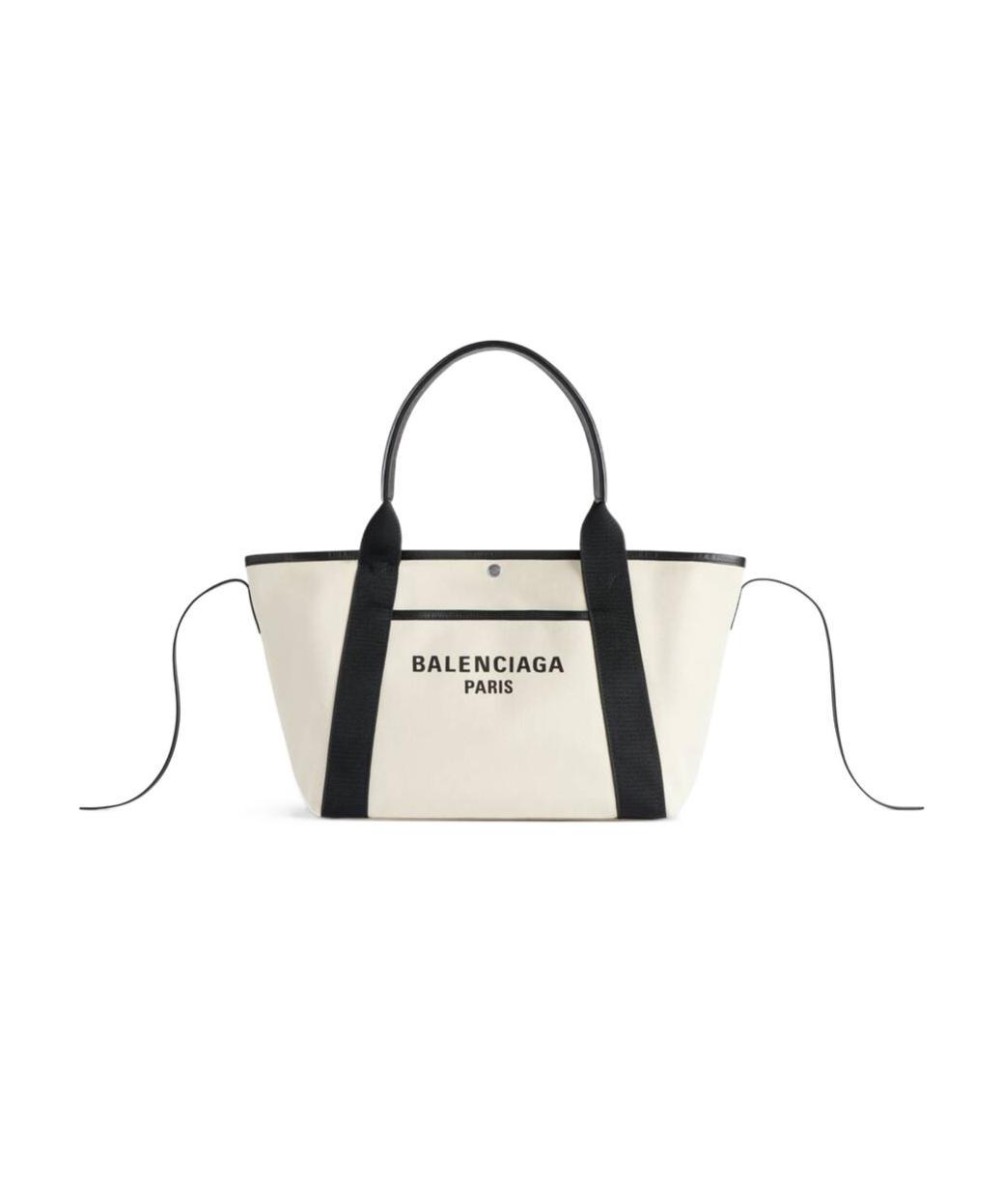 BALENCIAGA Sand Canvas Medium Biarritz Shopping Bag In Naturalblack Product Image