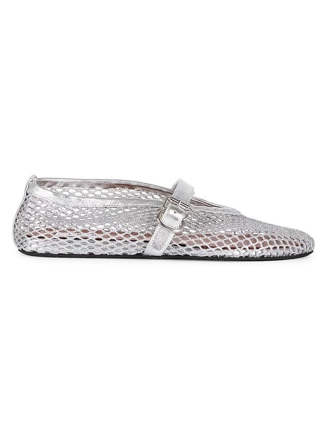 Womens Metallic Mesh Mary Jane Ballerina Flats Product Image