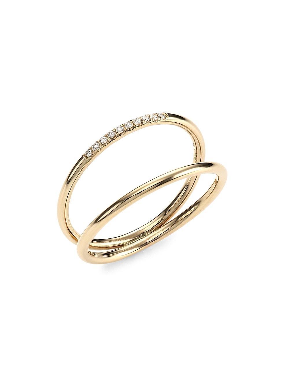 Womens 14K Yellow Gold & Diamond Double-Band Ring Product Image