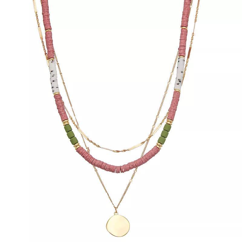 Sonoma Goods For Life Gold Tone Color Block Multi Layer Necklace, Womens Product Image