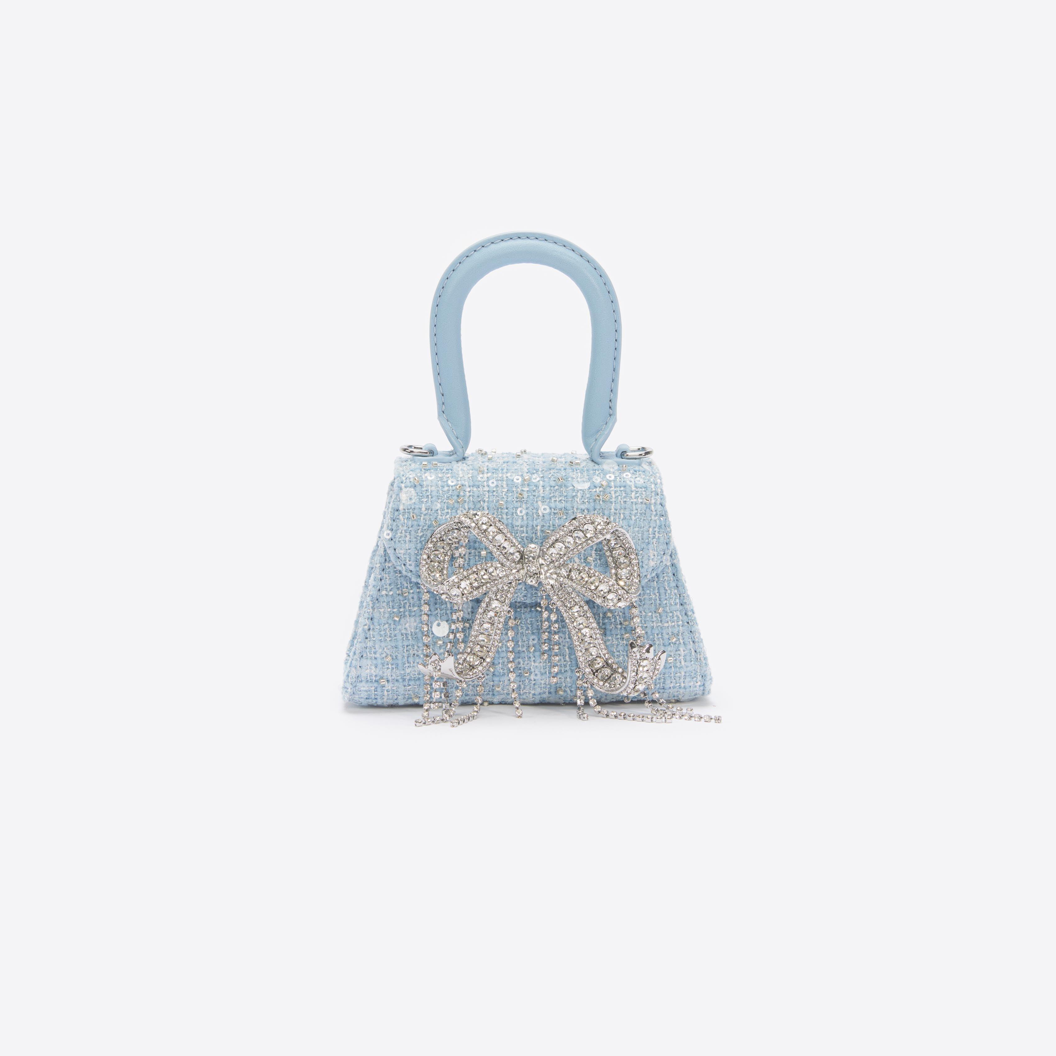 Blue Boucle Micro Bow Bag Product Image