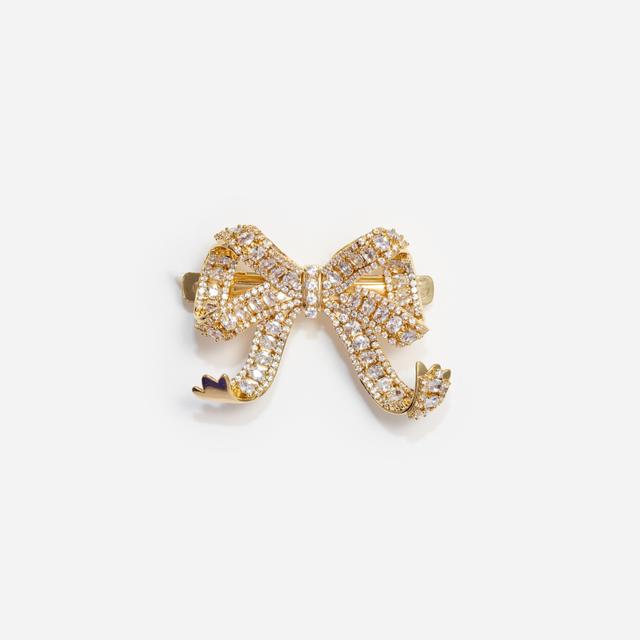 Gold Crystal Bow Hair Clip Product Image