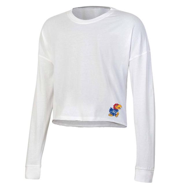 NCAA Kansas Jayhawks Womens White Long Sleeve T-Shirt Product Image