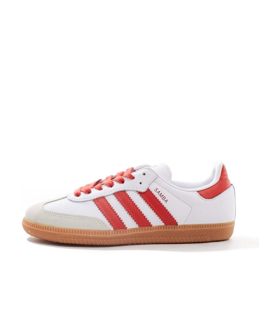 adidas Originals Samba OG sneaker with red detail in white Product Image