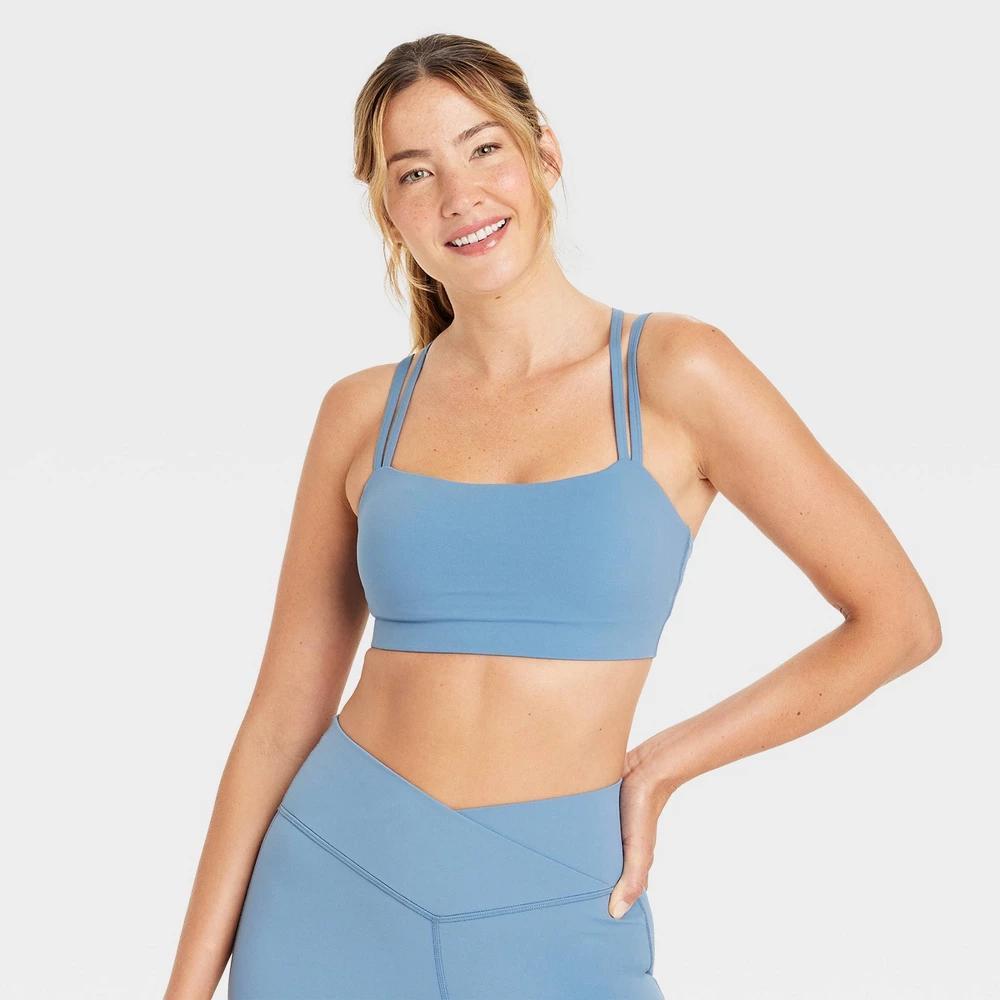 Womens Square Neck Strappy Sports Bra - JoyLab Blue Product Image