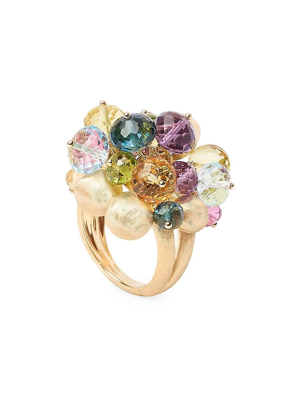 Womens Africa 18K Yellow Gold & Multi-Gemstone Beaded Cocktail Ring Product Image