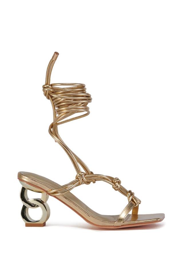 AZALEA WANG STUPENDOUS GOLD LINKING HEEL SANDAL Product Image