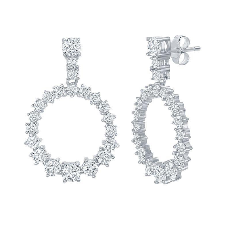 Silver Tone & Cubic Zirconia Open Circle Earrings, Womens, Sterling Product Image