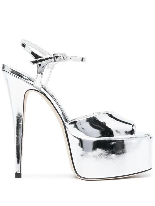 Pamela Sandals With Metal Platform In Silver Product Image