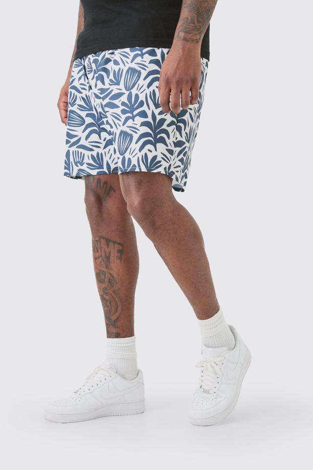 Plus Abstract Printed Swim Trunks | boohooMAN USA Product Image