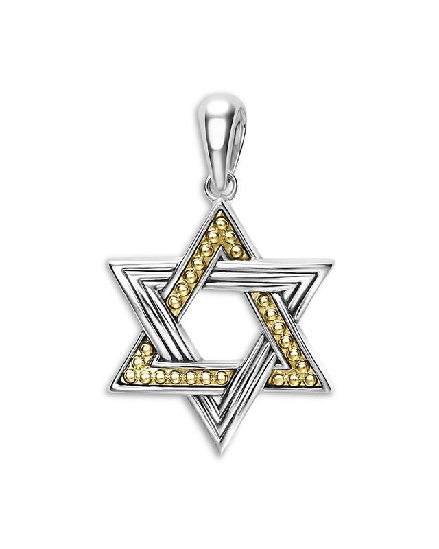 Mens Sterling Silver and 18K Gold Anthem Star of David Pendant, 25mm Product Image