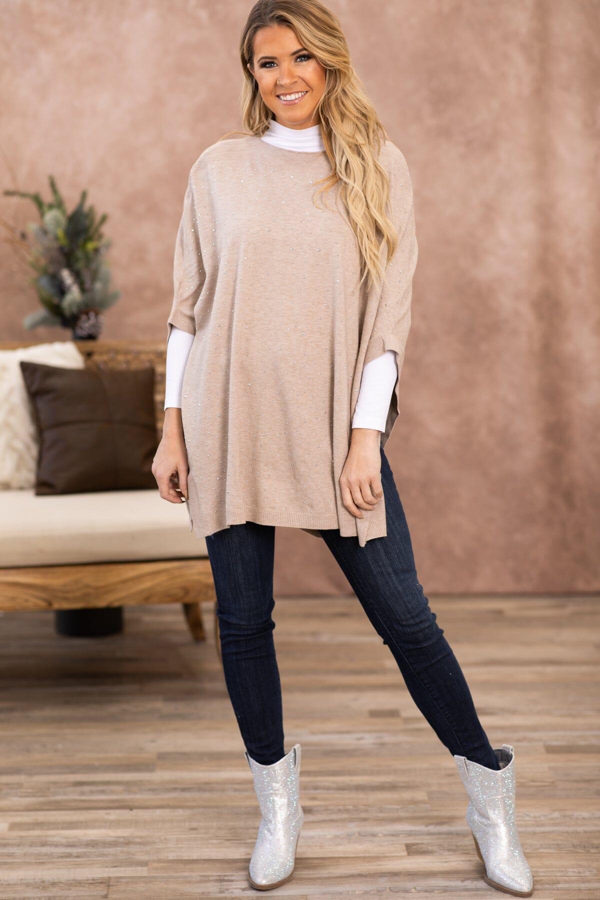 Tan and Gold Scattered Studs Sweater Product Image