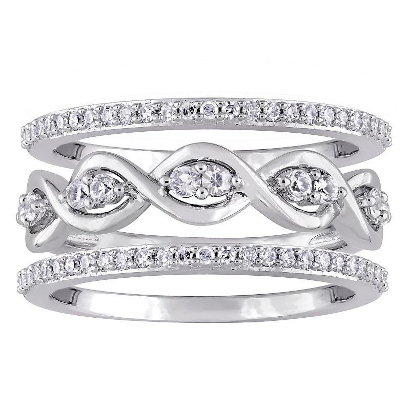 Stella Grace 14k White Gold White Sapphire & 1/4 Carat T.W. Diamond Ring Set, Womens Product Image