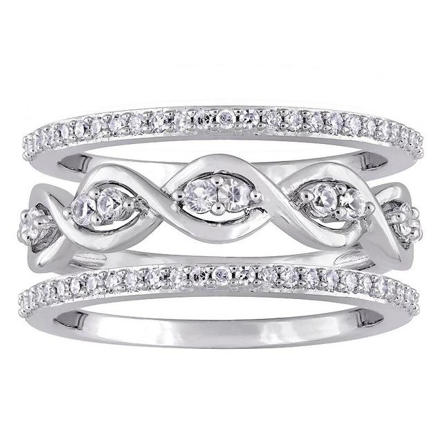 Stella Grace 14k White Gold White Sapphire & 1/4 Carat T.W. Diamond Ring Set, Womens Product Image