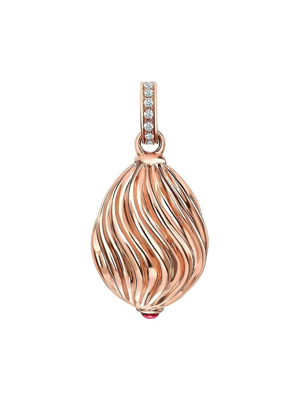 Womens Heritage Rose Gold Diamond & Pink Sapphire Sunburst Egg Charm Product Image