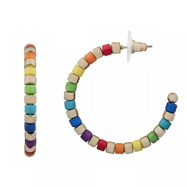 LC Lauren Conrad Rainbow Beaded Hoop Earrings, Womens, Gold Product Image