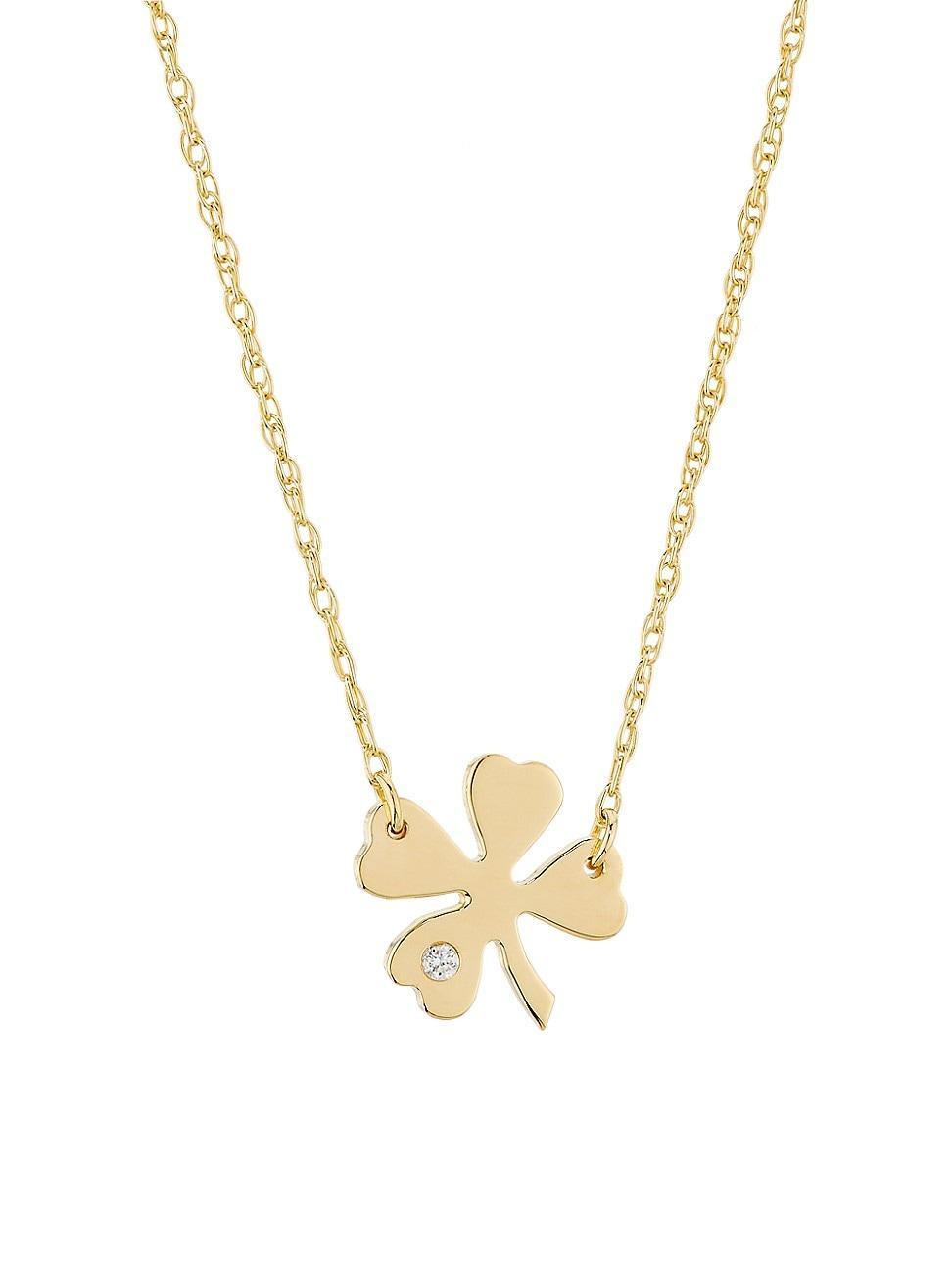 Womens 18K-Yellow-Gold Vermeil & 0.15 TCW Diamond 4-Leaf Clover Pendant Necklace Product Image