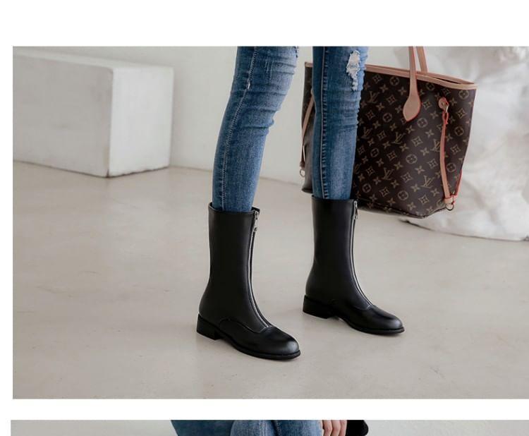 Low Heel Faux Leather Short Boots Product Image